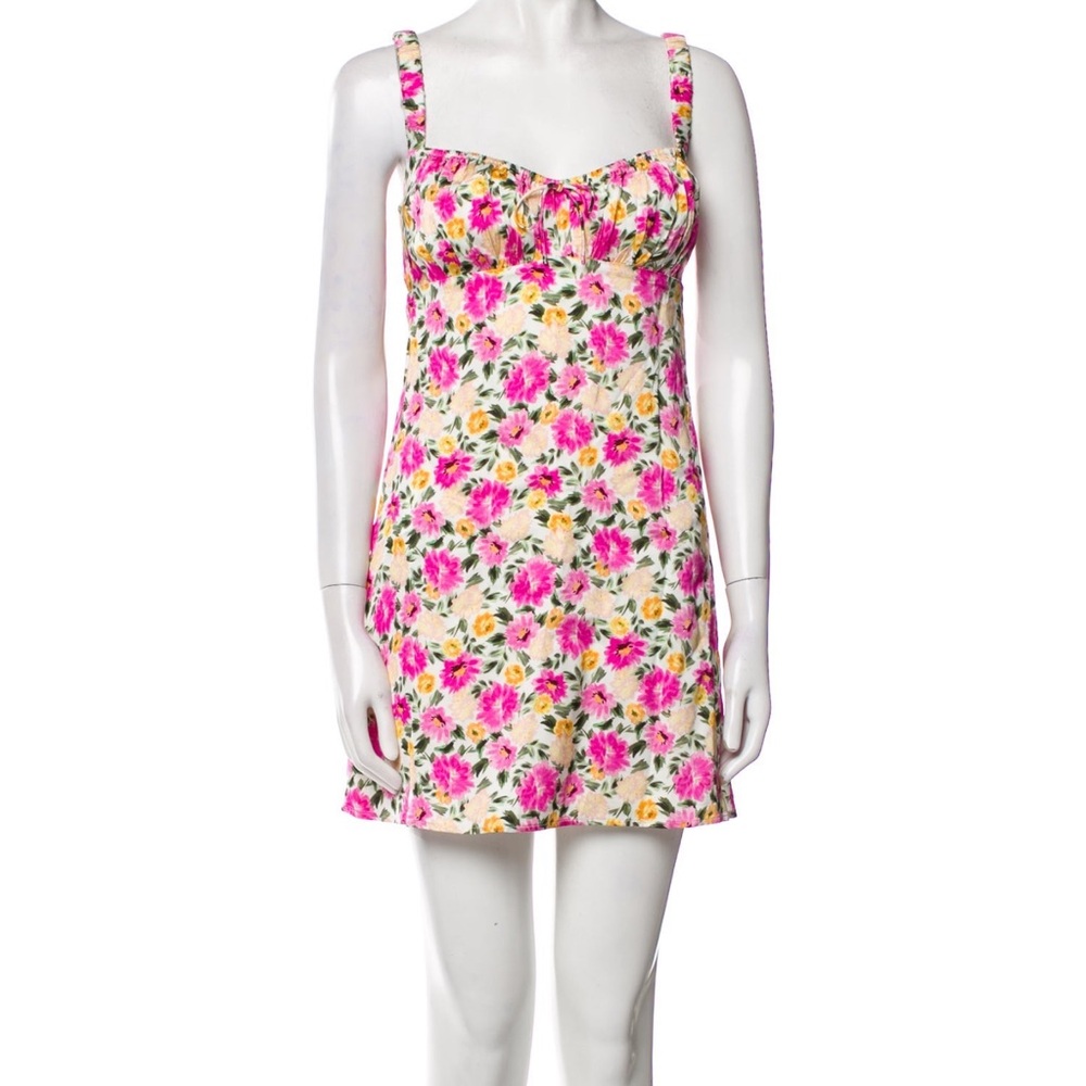 For love and lemons Floral Mini Dress with Pink and Yellow Flowers